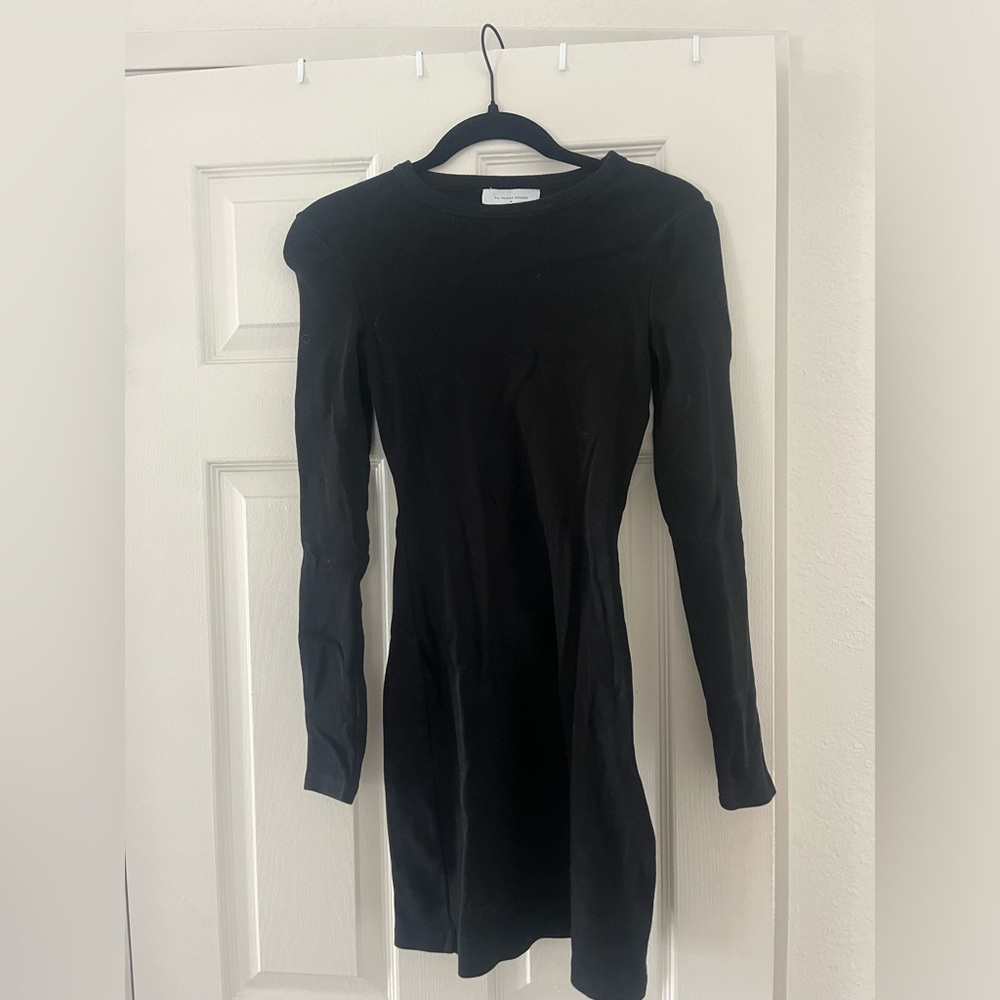 Black Long Sleeve Mini Dress - m